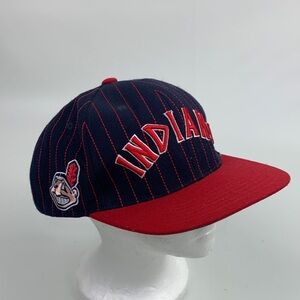 Vintage Cleveland Indians Baseball Cap Pinstripe Indian OS Chief Wahoo MLB retro